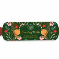 Grandma Wild's Christmas Candy Cane Cracker Tin, Choc Chip  & Orange Shortbread  5.29oz (150g) (Holiday Pre-Order ONLY)