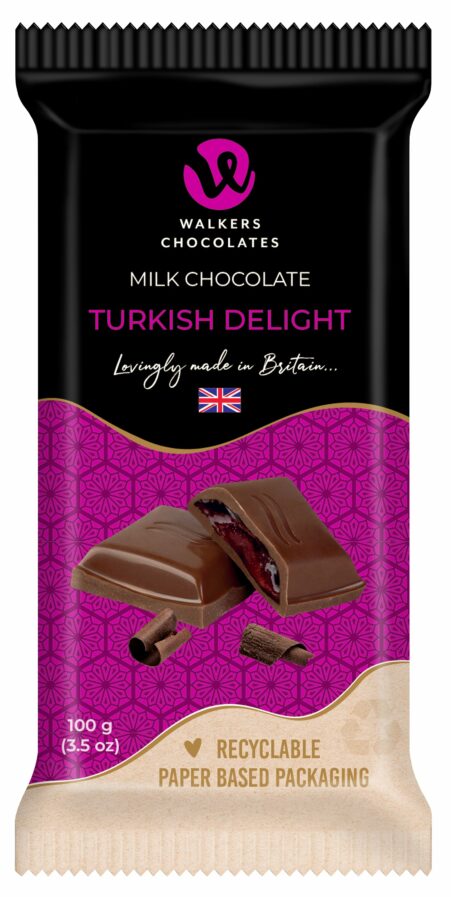Walkers Chocolates Milk Chocolate Turkish Delight Bar 3.53oz (100g)