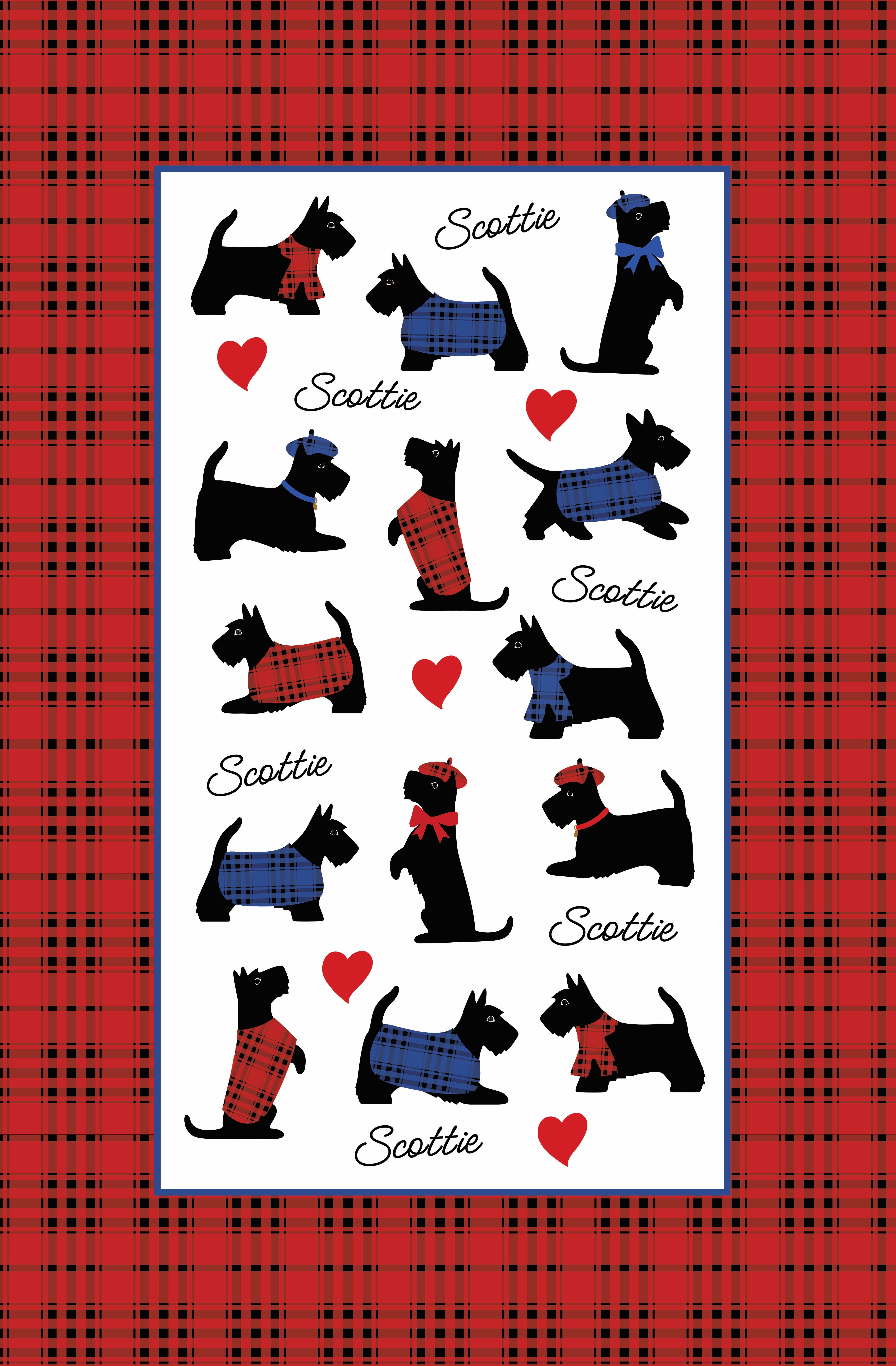 Heart Scottie Dogs Tea Towel (Holiday Pre-Order ONLY)