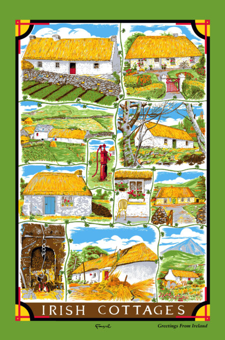 Irish Cottages Tea Towel (Holiday Pre-Order ONLY)